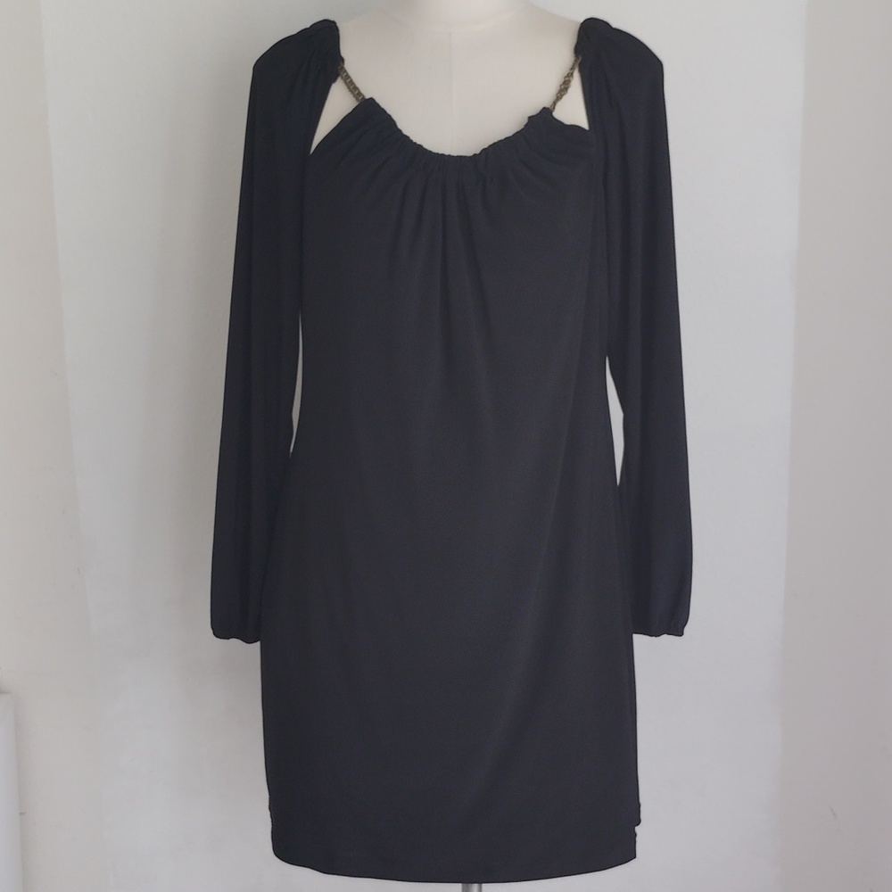 VTG Miss Sixty Womens Black Cutout Chain Neck Sexy Party Dress Sz 12 Baddie Y2K